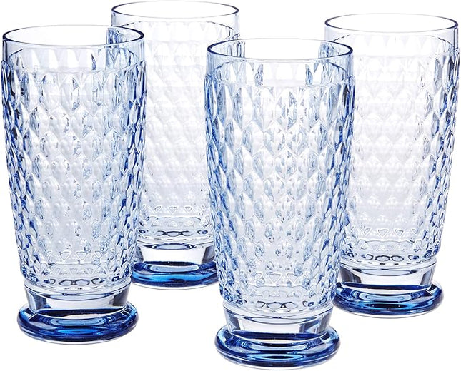 Villeroy & Boch Boston Blue Crystal Highball Glasses, Set of 4