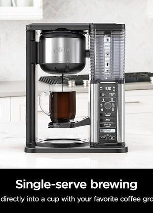 Ninja Specialty Coffee Maker, Hot & Iced Coffee, 6 Brew Styles, 8 Sizes, Small Cup to Travel Mug, 10-Cup Carafe, Fold-Away Frother, Permanent Filter, Removable Reservoir, Black, CM401
