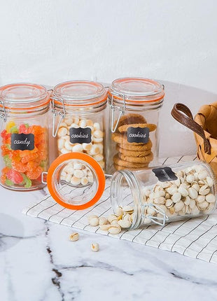 Encheng Glass Jars With Airtight Lids, 16 oz Glass Jars With Leak Proof Rubber Gasket,Wide Mouth Mason Jars With Hinged Lids For Kitchen Canisters,Glass Storage Containers 12 Pack