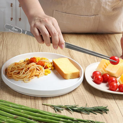 HOTEC Kitchen Tweezers Tongs Stainless Steel Professional Chef Tweezers, Set of 2-12inch Extra-Long Food Tongs for Cooking,Grill and Baking