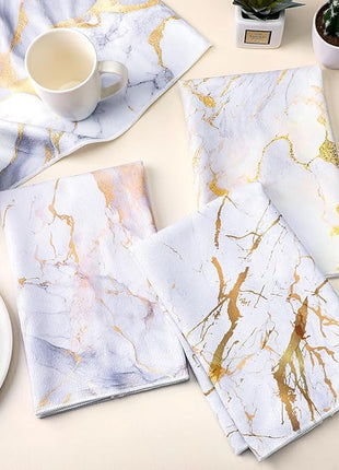 Boyiee Set of 6 Marble Kitchen Towels Gold Dish Towels Absorbent Stylish Marble Tea Towels 24 x 16 Inches Modern Hand Towels Housewarming Gifts for Farmhouse Kitchen Bathroom Decorations