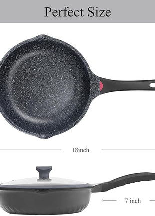 Vinchef New Handle Update 11In/5Qt Aluminum Nonstick Deep Frying Pan with Lid and Heat Indicator, Anti Scratch and Anti Stain Deep Saute Pan, Induction Compatible