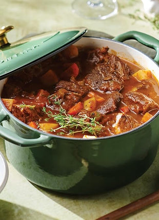 Tramontina Bestow Enameled Cast Iron Dutch Oven Pot with Lid, Round 5.5-quart, Cactus (Gold Knob)