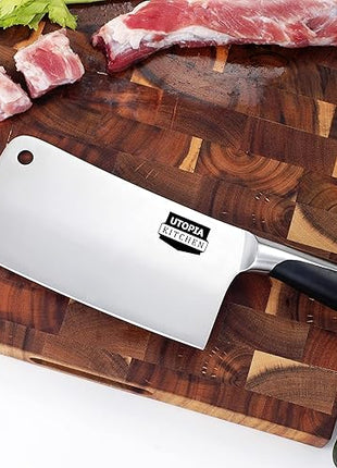 Utopia Kitchen 7 inch Cleaver Knife Stainless Steel Chef Butcher Knives for Meat, Vegetable Multipurpose Kitchen Chef Knife Chopping Bone
