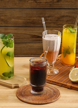 24 Pack, HIGHLY Transparent Reusable Plastic Straws with 4 Cleaning Brushes, 10.5 in Long Drinking Straws, Clear Replacement Straw for 16 24 30 32 OZ Tumblers, Cups, Jars, YETI, Starbucks - BPA FREE