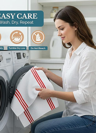 Casa Platino Dish Towels for Kitchen Drying Kitchen Towels – 8 Pc Durable Cotton Dish Towel Set – Designed for Vibrant Prep Routines and Seasonal Hosting – Red