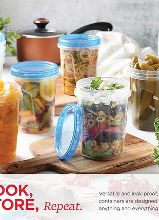 Tafura 12 Pack Leakproof Freezer Containers for Food with Twist Top Lids - 32 Oz BPA Free Reusable Plastic Soup Containers with Screw On Lids - Ideal for Meal Prep, Leftovers & Pantry Organization