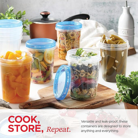 Tafura 10 Pack Leakproof Freezer Containers for Food with Twist Top Lids - 32 Oz BPA Free Reusable Plastic Soup Containers with Screw On Lids - Ideal for Meal Prep, Leftovers & Pantry Organization