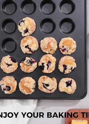 HONGBAKE 48 Cup Mini Muffin Pan, Small Cupcake Pan, Premium Nonstick Muffin Tin for Baking Cheesecake, Dishwasher Safe and Heavy Duty, Carbon Steel