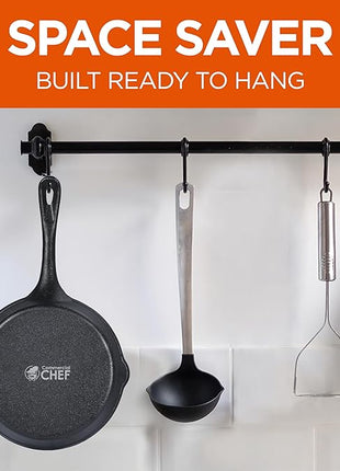 Commercial CHEF 3-Piece Cast Iron Skillet Set – 6 inch, 8 inch, and 10 inch - Pre-seasoned Cast Iron Cookware, Black