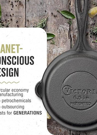 Victoria 6.5 Inch Mini Cast Iron Skillet. Small Frying Pan,Seasoned with 100% Kosher Certified Non-GMO Flaxseed Oil (SKL-206)