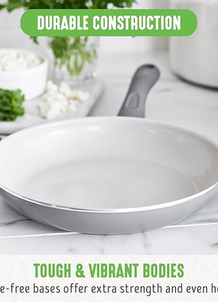 GreenLife Soft Grip 12" Frying pan, Non-Toxic PFAS-Free Ceramic Nonstick, Stay-Cool Handles, Wobble Free, Dishwasher & Oven Safe, Gray