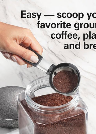 Hamilton Beach The Scoop Single Serve Coffee Maker & Fast Grounds Brewer for 8-14oz. Cups, Brews in Minutes, 40oz. Removable Reservoir, Stainless Steel (49987),Silver