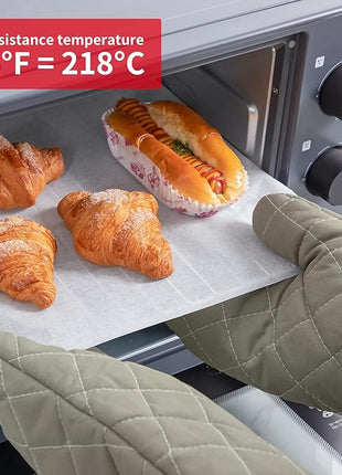 ARCLIBER Oven Mitts Heat Fire Resistant Oven Mitts 425 ° F, Quilted Terry Cloth Cotton Soft Lining Oven Gloves, Extra Long Kitchen Mittens for Cooking Baking