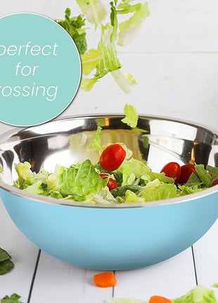 WHYSKO Meal Prep Stainless Steel Mixing Bowls Set, Home, Refrigerator, and Kitchen Food Storage Organizers | Ecofriendly, Reusable, Heavy Duty (Light Blue)