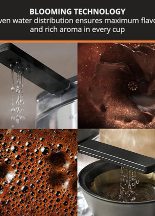 KRUPS Essential Brewer 8 Cup Drip Coffee Maker Machine, SCA-Certified, Blooming Technology, Barista-Quality, Pour Over Coffee Machine, Easy to Clean, Stainless Steel Design, Silver