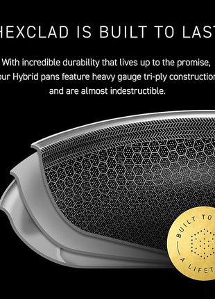 HexClad Hybrid Nonstick 8-Inch Frying Pan, Stay-Cool Handle, Dishwasher-Friendly, Oven-Safe Up to 900°F, Induction Ready, Compatible with All Cooktops