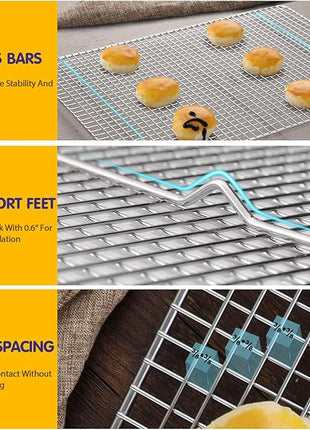 Hiware 2-Pack Cooling Racks for Baking - 8.5" x 12" - Quarter Size - Stainless Steel Wire Cookie Rack Fits Quarter Sheet Pan, Oven Safe for Cooking, Roasting, Grilling