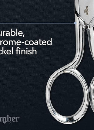 Gingher 5" Fabric Scissors, Premium Forged Steel Fabric Shears, Sharp Knife Edge Sewing Scissors for Cutting Cloth with Protective Sheath, Ambidextrous Design