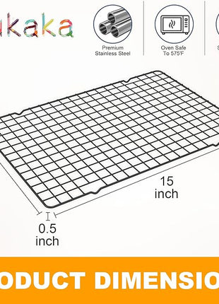 2PCS Cooling Racks for Cooking and Baking - 10" x 15"Heavy Duty Stainless Steel Wire Rack for Baking, Grilling, Roasting - Oven & Dishwasher Safe - Fits Jelly Roll Sheet Pan（Black）