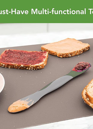 Tovolo Mini Scoop and Spread Tool for Kitchen Meal Prep Small Sandwich Spreader Spatula for Peanut Butter Jelly, Silicone BPA Free Dishwasher Safe Scooper Spreader, Thyme Green and Charcoal Gray