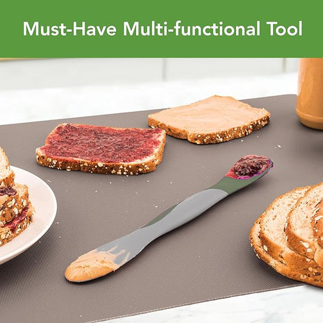 Tovolo Mini Scoop and Spread Tool for Kitchen Meal Prep Small Sandwich Spreader Spatula for Peanut Butter Jelly, Silicone BPA Free Dishwasher Safe Scooper Spreader, Thyme Green and Charcoal Gray