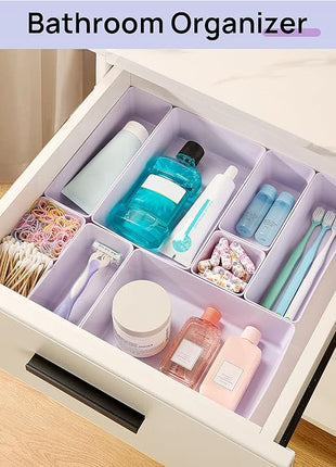 Vtopmart 25 PCS Plastic Drawer Organizers Set, 4-Size Versatile Bathroom and Vanity Drawer Organizer Trays, Storage Bins for Makeup, Bedroom, Kitchen Gadgets Utensils and Office