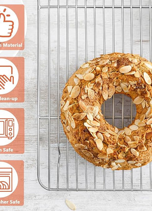 P&P CHEF Baking Cooling Rack Set for Cooking Roasting, 4-Piece Stainless Steel Wire Racks for Oven Use, Healthy & Dishwasher Safe, Rectangle, 8.6 + 9.7+ 11.6 + 15.3 Inch