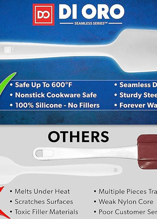 DI ORO Silicone Spatula Set - Rubber Kitchen Spatulas for Baking, Cooking, & Mixing - 600°F Heat-Resistant & BPA Free Silicone Scraper Spatulas for Nonstick Cookware - Dishwasher Safe (5pc, Stone)