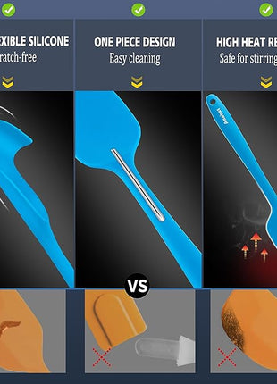 Anaeat Silicone Spatula Set of 5 - Seamless One-Pieces Design, Non-Stick Rubber Spatulas BPA Free Kitchen Scraper Flexible for Easy Baking, Cooking, Scraping & Mixing, Heat Resistant & Dishwasher Safe