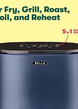 BELLA 2.9QT Touchscreen Air Fryer, No Pre-Heat Needed, No-Oil Frying, Fast Healthy Evenly Cooked Meal Every Time, Dishwasher Safe Non Stick Pan and Crisping Tray for Easy Clean Up, Matte Blue