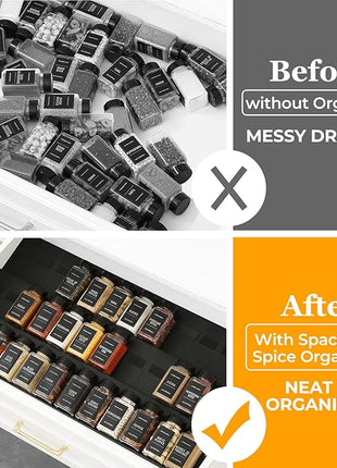 Famhap Spice Drawer Organizer, 12PCS Interlocking Expandable Seasoning Rack Tray Insert for Kitchen Drawers, Spice Rack Drawer for Spice Jars