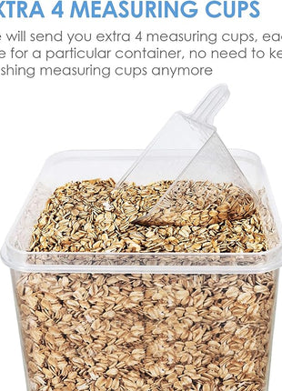 Vtopmart Food Storage Containers 2.5L / 84.5oz, 4 Pieces BPA Free Plastic Airtight Canister for Flour, Sugar, Baking Supplies, with 4 Measuring Cups and 24 Labels, Blue