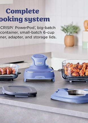 Ninja | Air Fryer | Crispi 4-in-1 Portable Cooking System | 4QT & 6 Cup Glass Containers, Crisper Plates & Storage Lids Included | Microwave, Freezer & Dishwasher Safe | Frosted Lilac | FN101PR