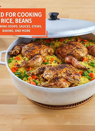 IMUSA 7.5 Quart Traditional Natural Made in Colombia Caldero with Lid for Cooking and Serving,Silver