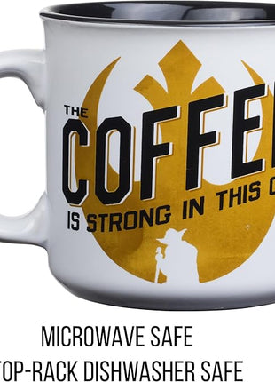 Silver Buffalo Star Wars The Coffee is Strong In This One Ceramic Camper-Style Coffee Mug, 20-Ounces