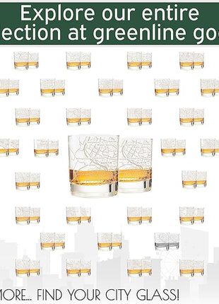 Greenline Goods Whiskey Glasses - 10 Oz Tumbler Gift Set for Austin lovers, Etched with Austin Map | Old Fashioned Rocks Glass - Set of 2