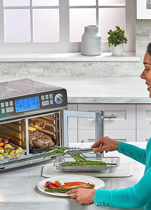 Emeril Lagasse Dual Zone 360 Air Fryer Oven Combo with French Door, 25 QT Extra Large, Cook Two Foods in Different Ways, Up to 60% Faster from Frozen to Finish, Pizza Stone Accessory