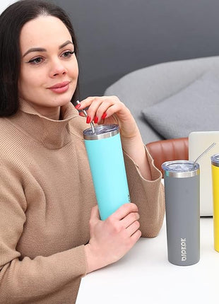 BJPKPK 20 oz Skinny Tumbler With Lid Insulated Travel Coffee Mug Stainless Steel Sublimation Water Tumblers Cup,Green