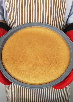 To encounter 9 Inch Silicone Round Cake Pans, 2 Pack Nonstick Silicone Baking Pans Set, Food Grade Cake Molds, with Metal Reinforced Frame More Strength