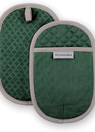 KitchenAid Asteroid Pot Holder 2-Pack Set, Pebbled Palm Green, 6.5"x10"