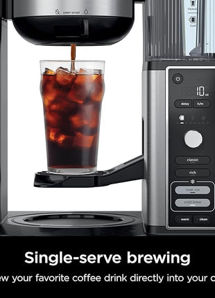 Ninja Hot & Iced XL Coffee Maker with Rapid Cold Brew, 4 Brew Styles, 8 Sizes Small Cup to Travel Mug, Single-Serve Coffee Brewer, 12-Cup Carafe, Permanent Filter, Removable Reservoir, Black, CM371
