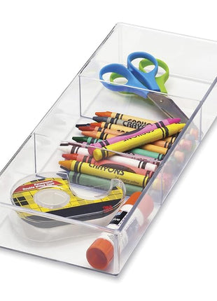 Whitmor 3 Section Small Easy Clean Clear Plastic Resin Drawer Organizer (Pack of 6)