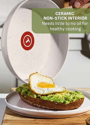 T-Fal Revive Ceramic Nonstick Frying Pan 12 Inch Skillet, Oven Safe to 350°F, Stay-Cool Handle, Kitchen Pots and Pans, Beige Granite