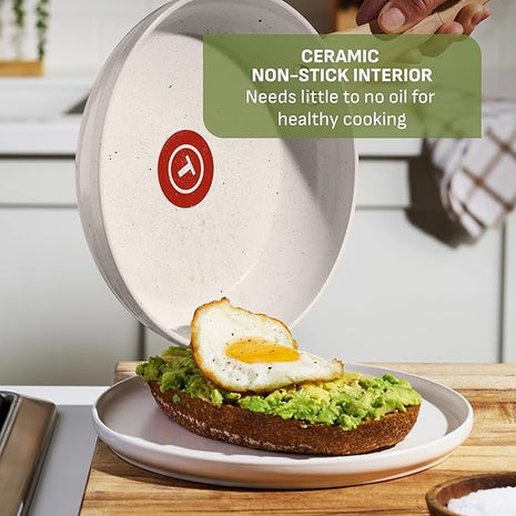 T-Fal Revive Ceramic Nonstick Frying Pan 12 Inch Skillet, Oven Safe to 350°F, Stay-Cool Handle, Kitchen Pots and Pans, Beige Granite