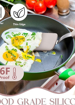 Silicone Cookie Spatula Turner 2 Pack Mini Brownie Spatula Flexible Kitchen Small Silicone Turner for Nonstick Cookware Heat Resistant No Scratch Flipper for Egg Pancake(Khaki)