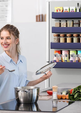 4 Pack Moveable Fridge Magnetic Spice Racks,Metal Purple