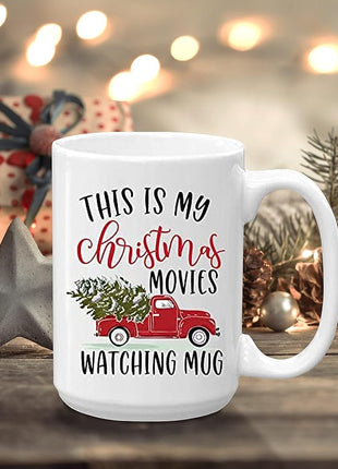BLUE RIBBON Christmas Gifts Coffee Mug,This is My Christmas Movies Watching Mug, Funny Coffee Mug from Daughter, Wife and Son – Mug in Decorative Christmas Gift Box (15 oz)