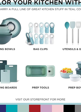 COOK WITH COLOR Silicone Cooking Utensils, Kitchen Utensil Set, Easy to Clean Silicone Kitchen Utensils, Cooking Utensils for Nonstick Cookware, Kitchen Gadgets Set, Mini, Aqua