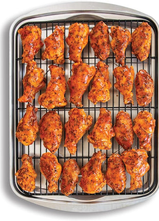 Nordic Ware Oven Crisp Baking Tray 2pc Set Includes Pan and Rack; Natural Aluminum For Air Frying, Crisping, Broiling, Baking; Cooking Surface 17 x 12 Inches